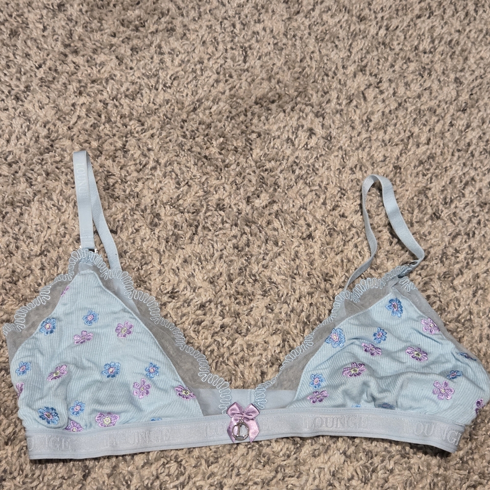 Lounge Underwear Light Blue Floral Lace Bralette